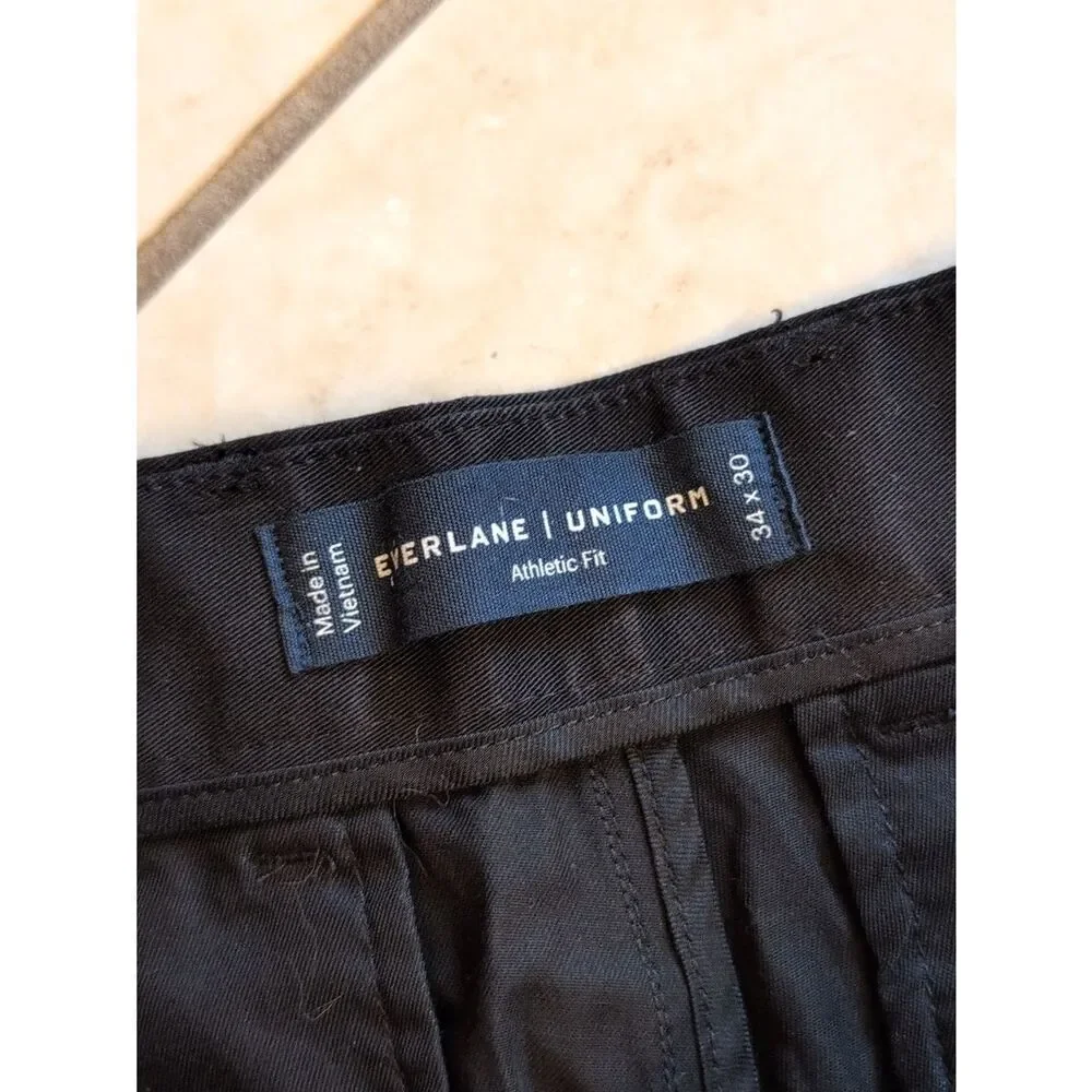 NWT Everlane Uniform The Performance Chino Black Slim Fit Trouser Pants 34 x 30